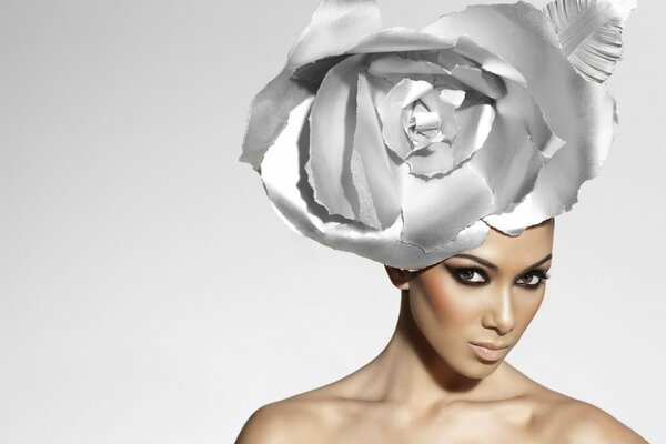 Portrait of a female model in a beautiful headdress