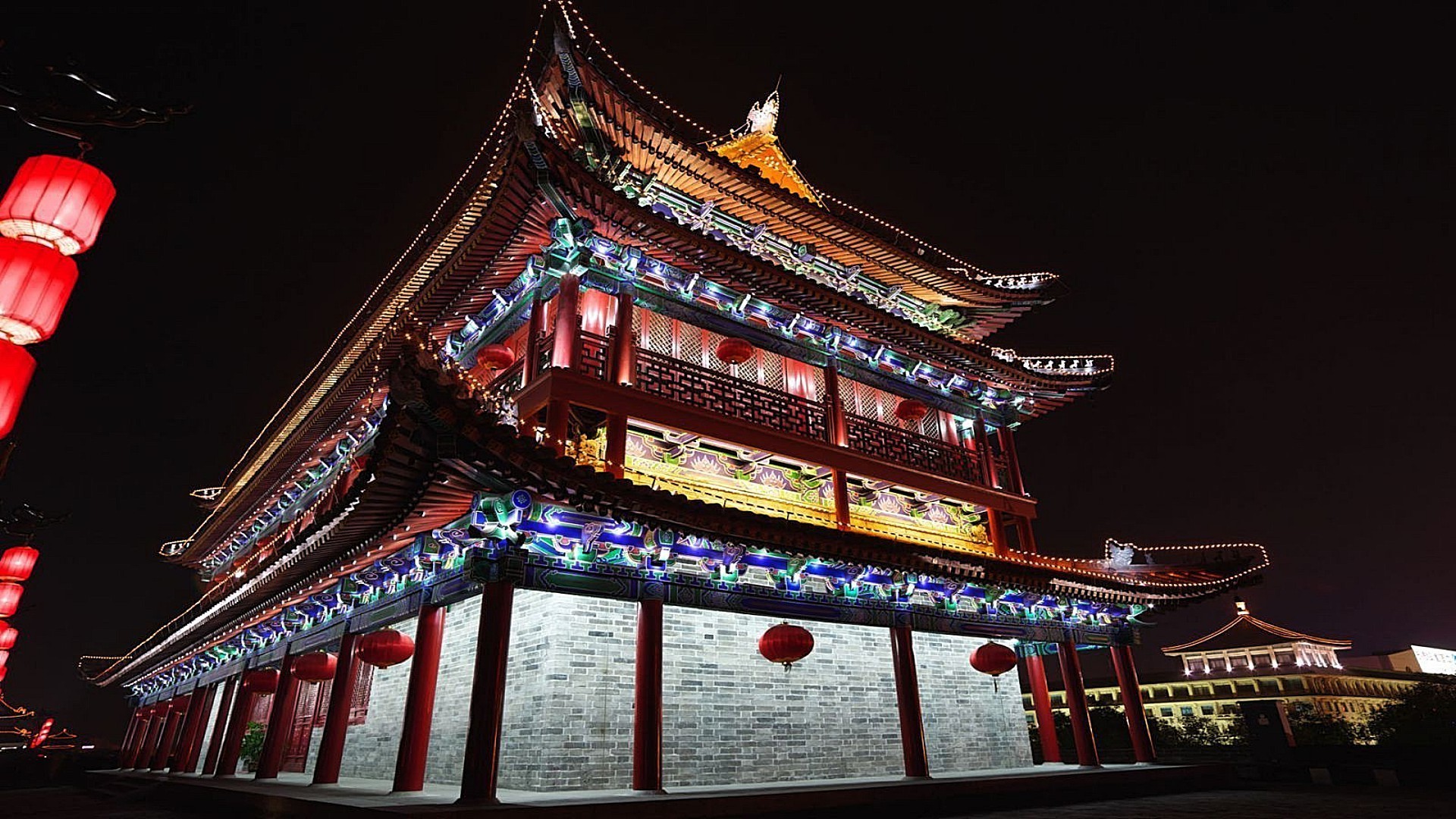 ancient architecture travel temple pagoda marquee castle eaves light architecture outdoors sky shrine dynasty dragon building