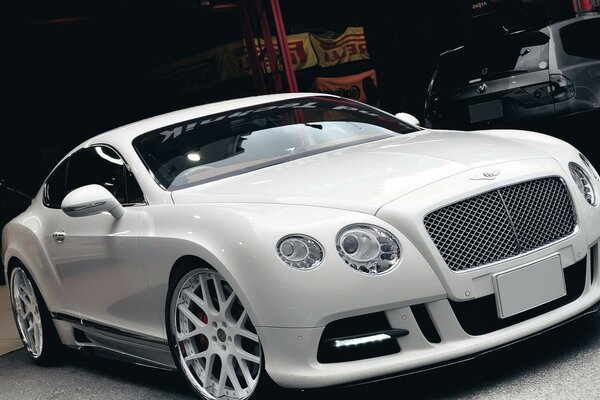 Sporty white coupe car
