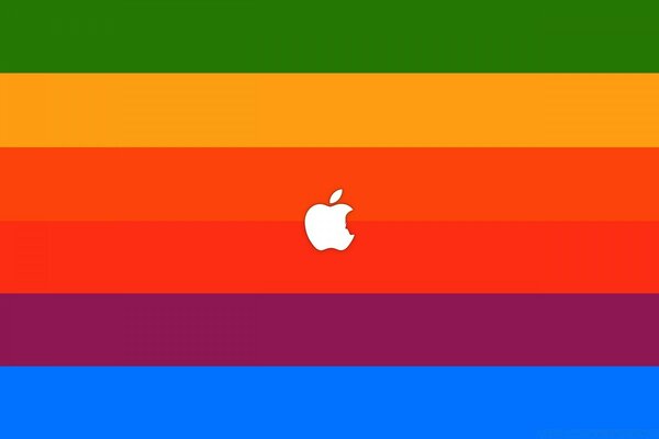 White apple on multicolored lines