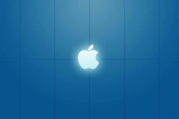 Apple desktop screensaver on a blue background