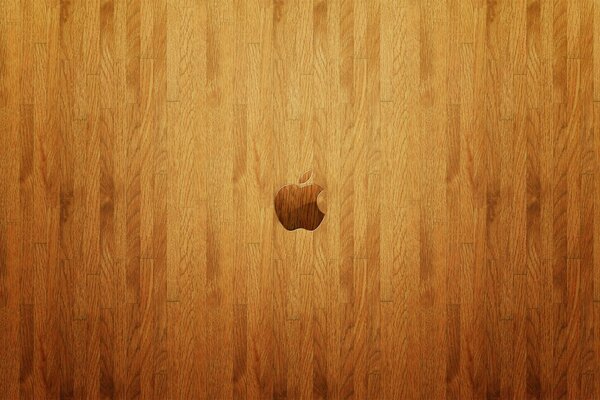 Apple logo on wooden floor
