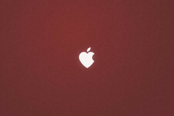 Apple-heart on a burgundy textured background