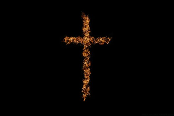 Textured cross on a black background