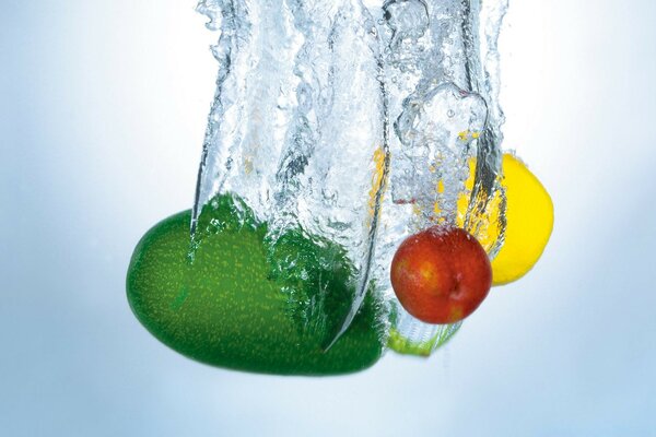 Exotic fruits in clean water