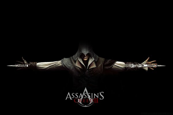 Human assassin on a dark background