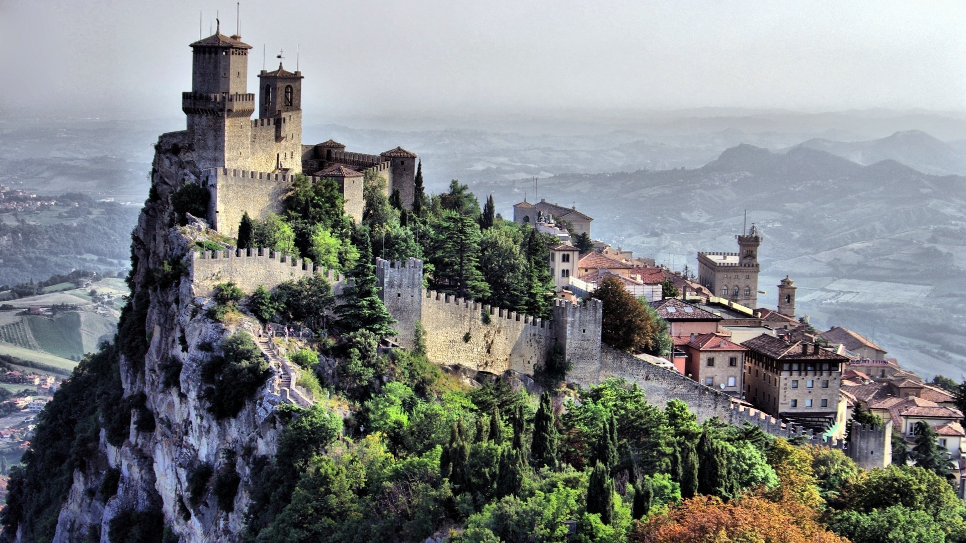 city architecture castle gothic old travel building tower ancient landmark hill fortress town tourism sight sky fortification house landscape