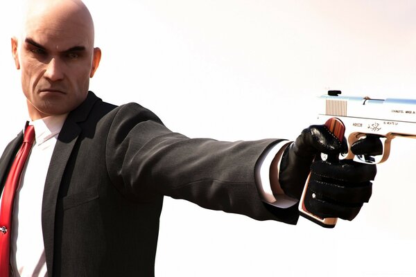 Cool man with pistols on a white background