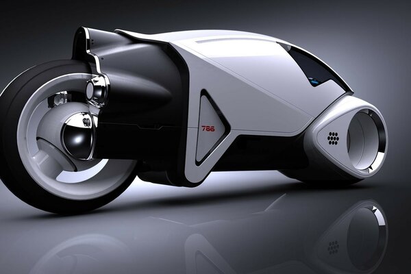 Sports bike of the future silver color