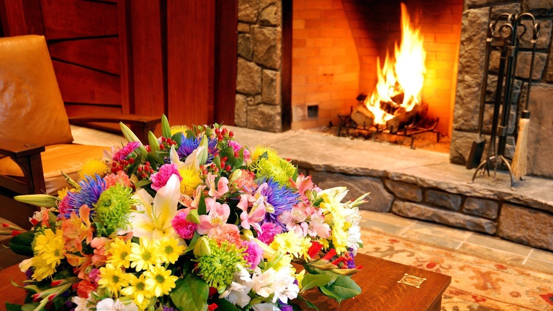 fireplace flame flower decoration