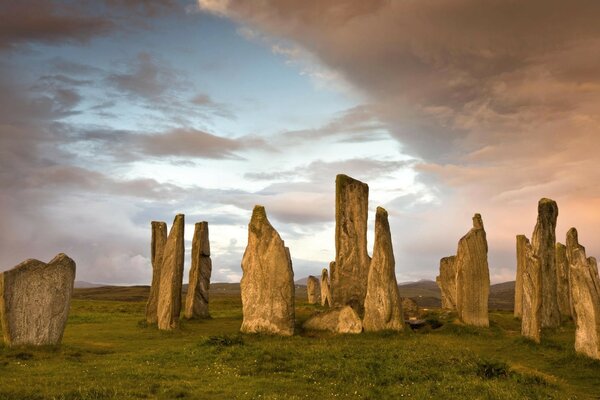 Large stones standing in the field