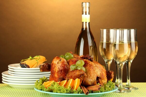 Beautifully set table with alcohol