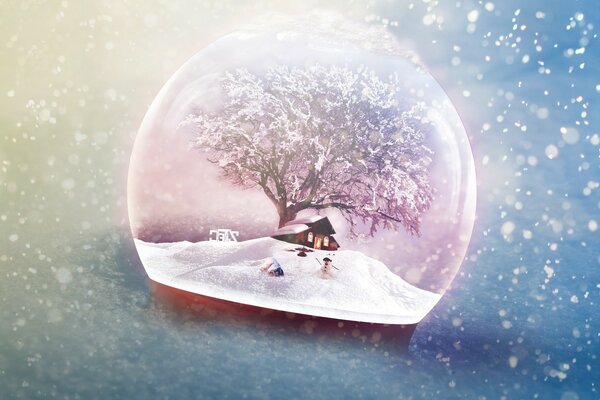 A souvenir balloon with magic snowflakes
