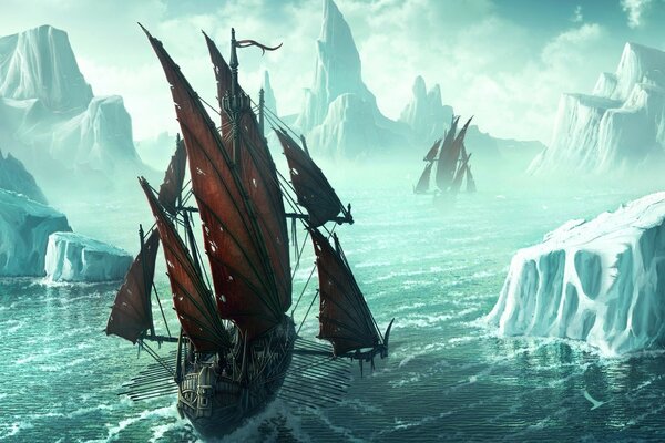 A trip among the ice on sailboats