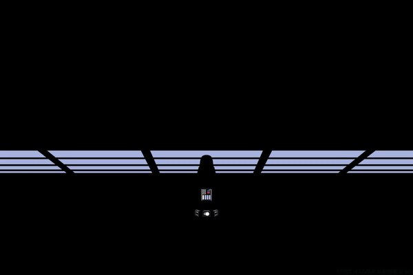 A fragment from star wars in a dark room