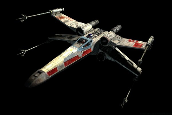 A spaceship on a black background