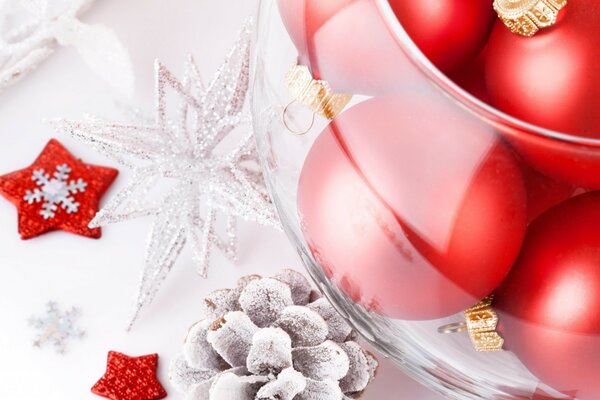 Christmas balls with silver cones