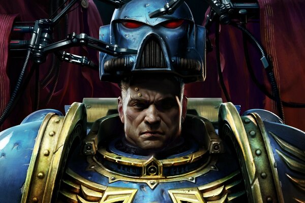 A stocky warrior wearing a helmet