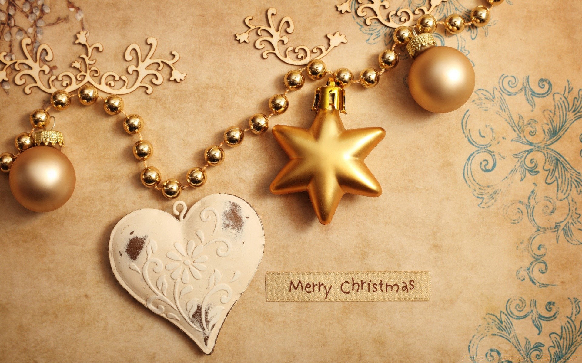 christmas gold retro antique decoration shining beads jewelry paper