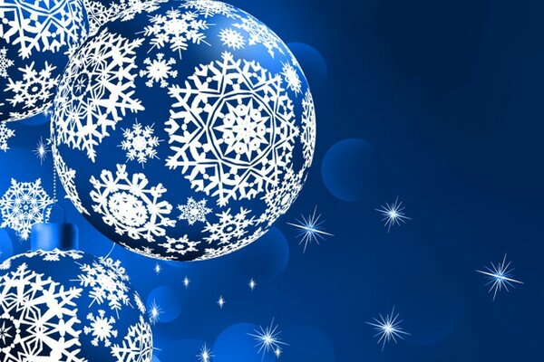 Christmas toys are painted with snowflakes