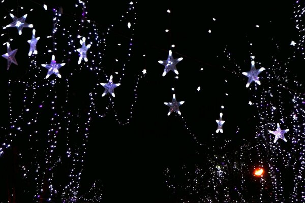 Bright Christmas garland on the street