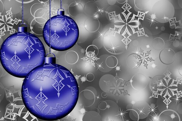 Grey background with bright Christmas balls