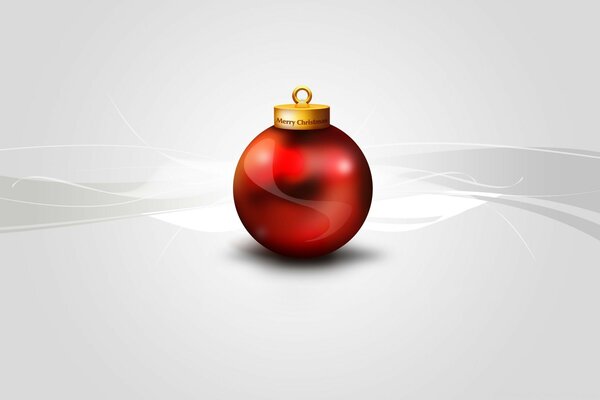 Red Christmas ball on a gray background