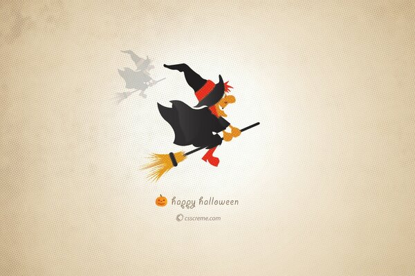 Flying Baba Yaga on a broom