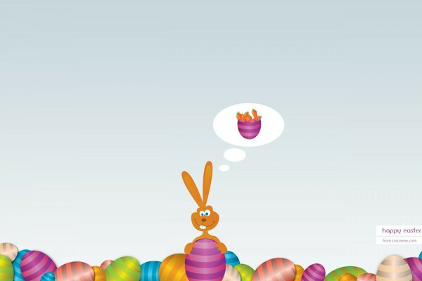Rabbit with Easter eggs is ready for the holiday