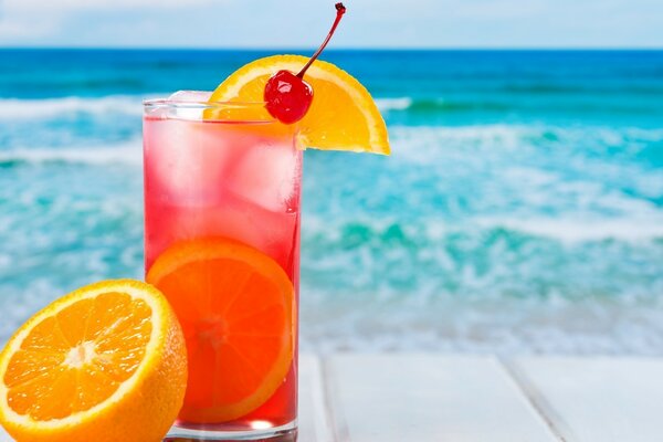 An exotic cocktail. Summer, ocean, orange