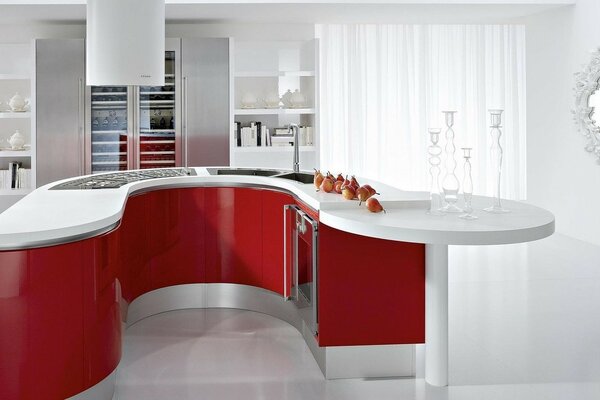 Kitchen design in a modern style of light shades