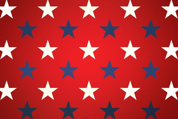 White and blue stars on a red background