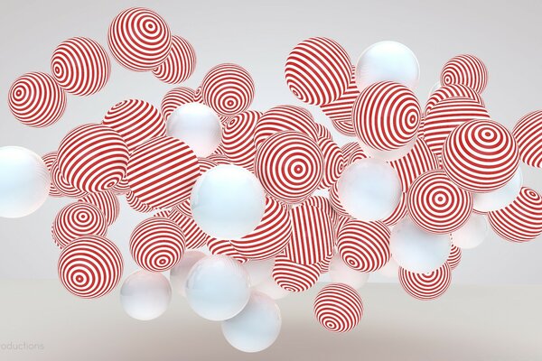 White and striped balloons floating in the air