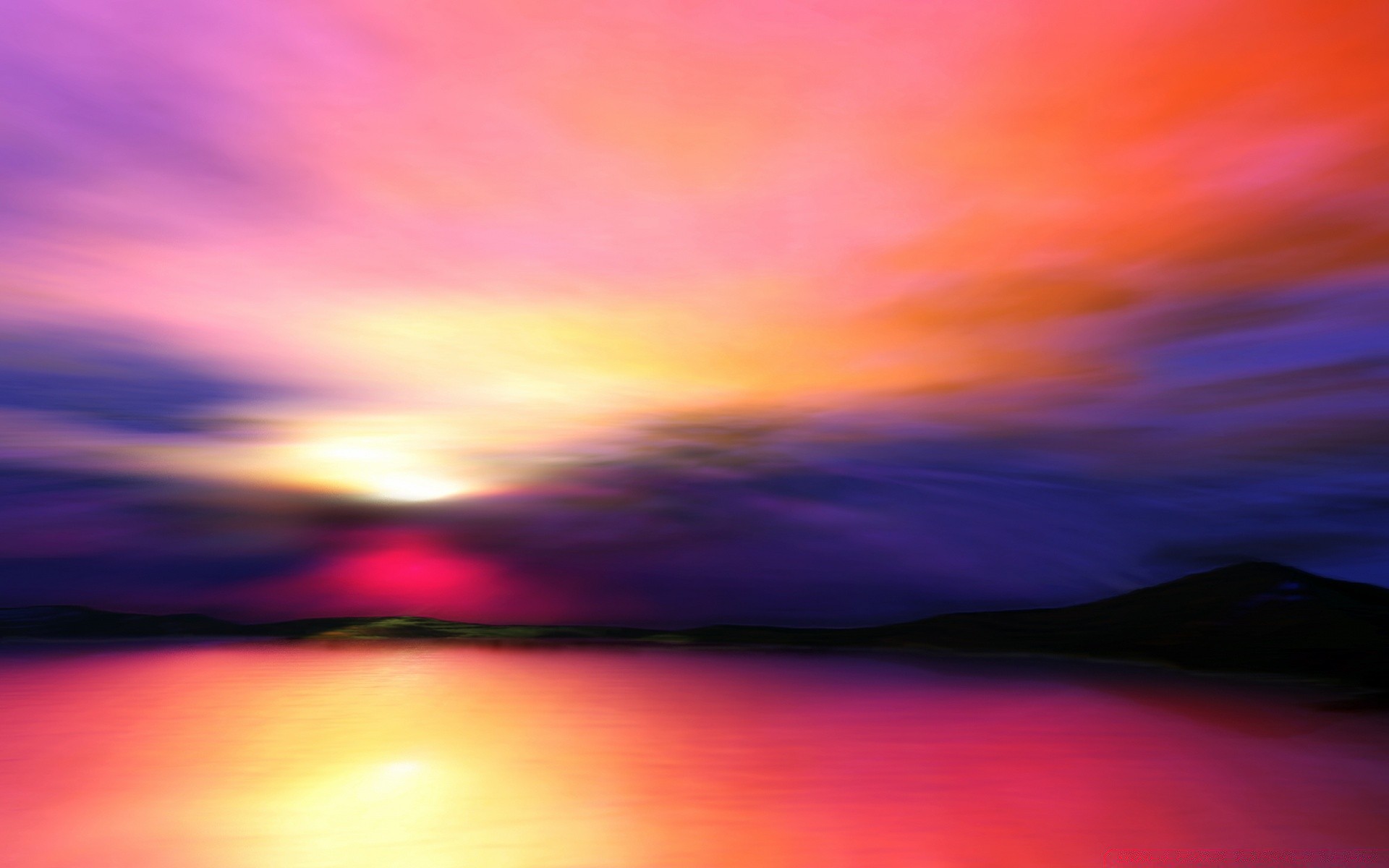 3d graphics sunset dawn sun dusk evening abstract blur sky landscape art bright water sea fair weather
