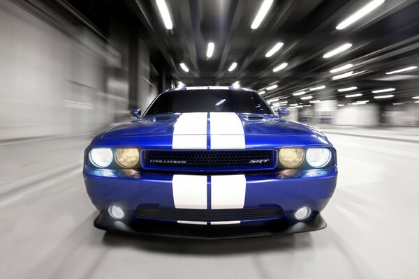 A car on the background of blurred lights