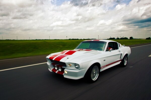 Retro car racing. The highway is open
