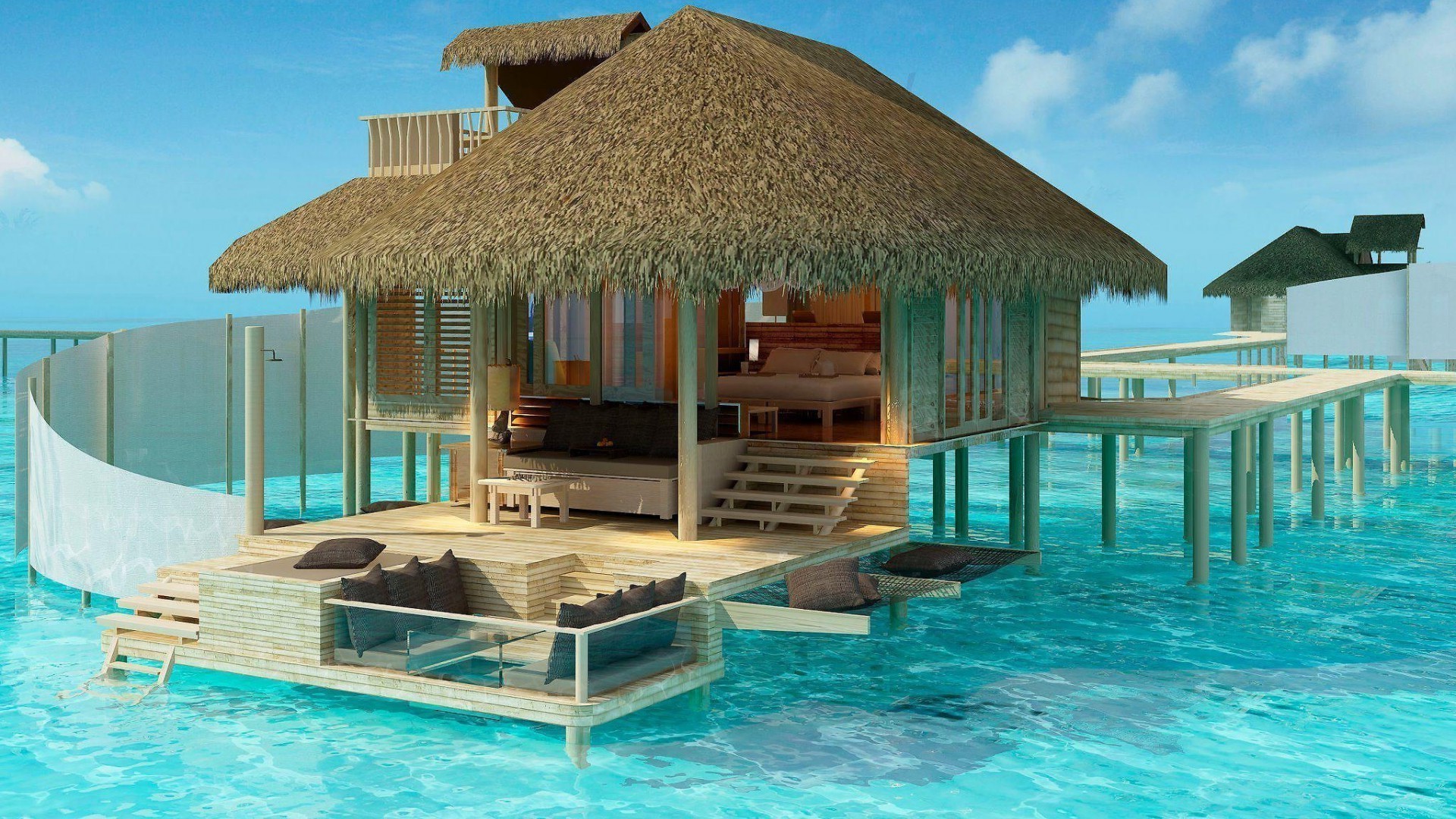 houses and cottages resort swimming hotel tropical bungalow chair exotic vacation pool relaxation luxury summer villa umbrella water paradise beach ocean turquoise leisure