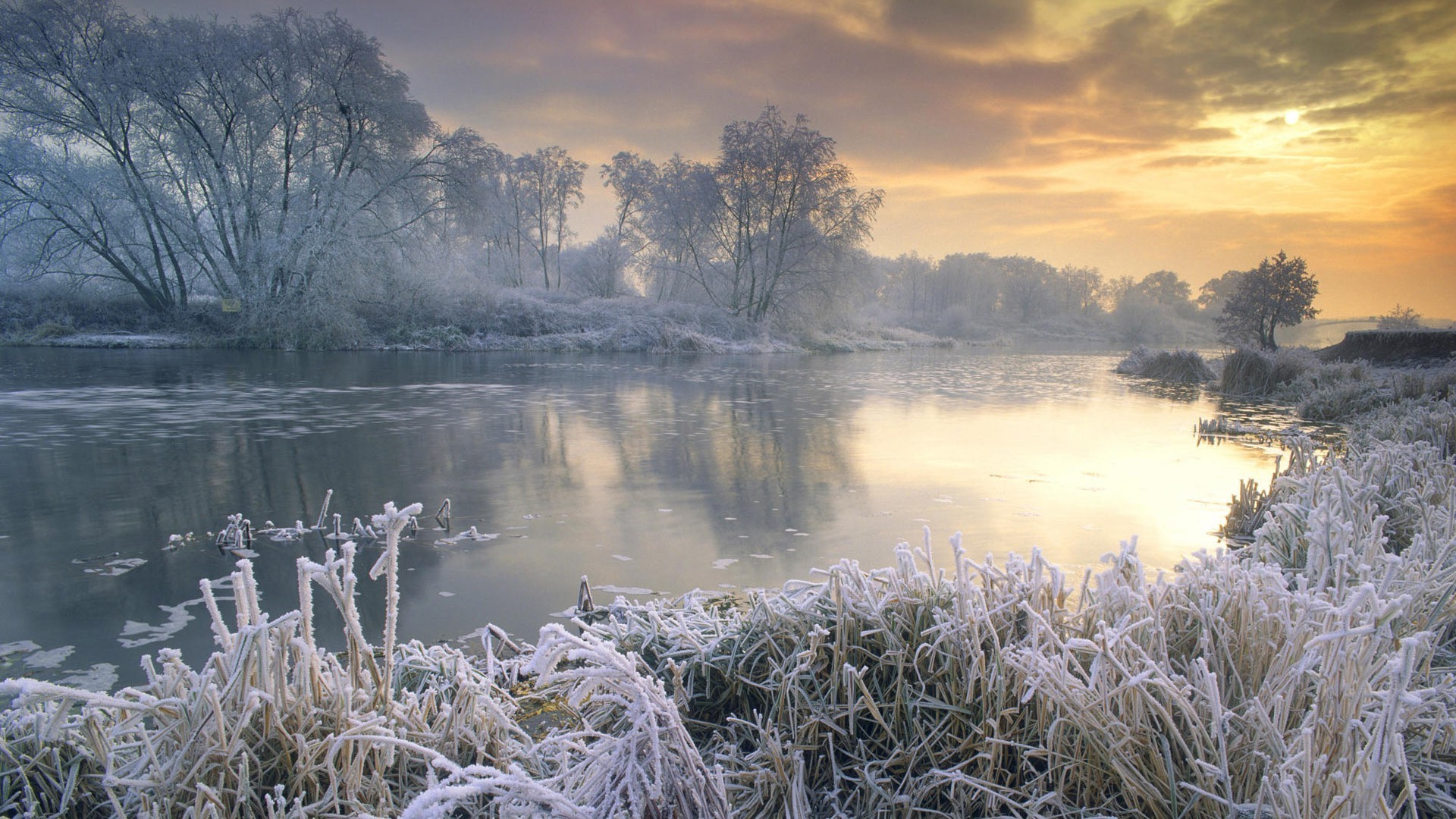 winter landscape water nature lake dawn reflection fog tree river sunset sky weather frost outdoors fair weather scenic snow mist