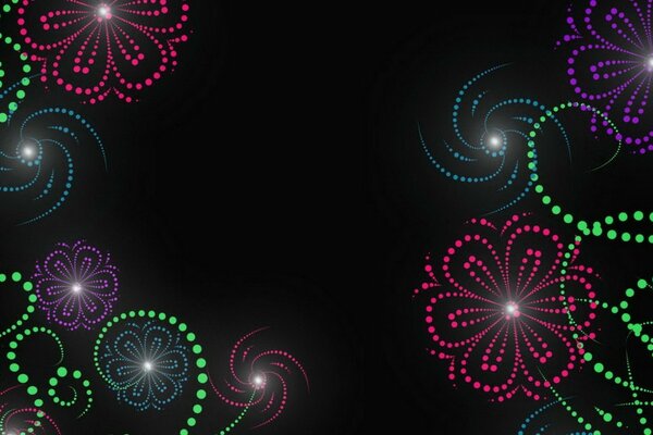 Illustration of flowers on a black background