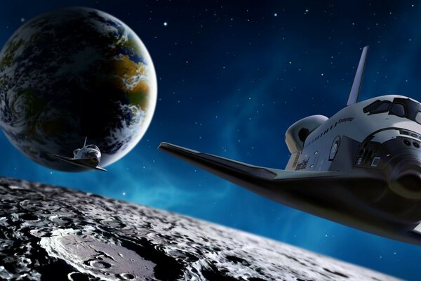 Spaceships fly away leaving Earth