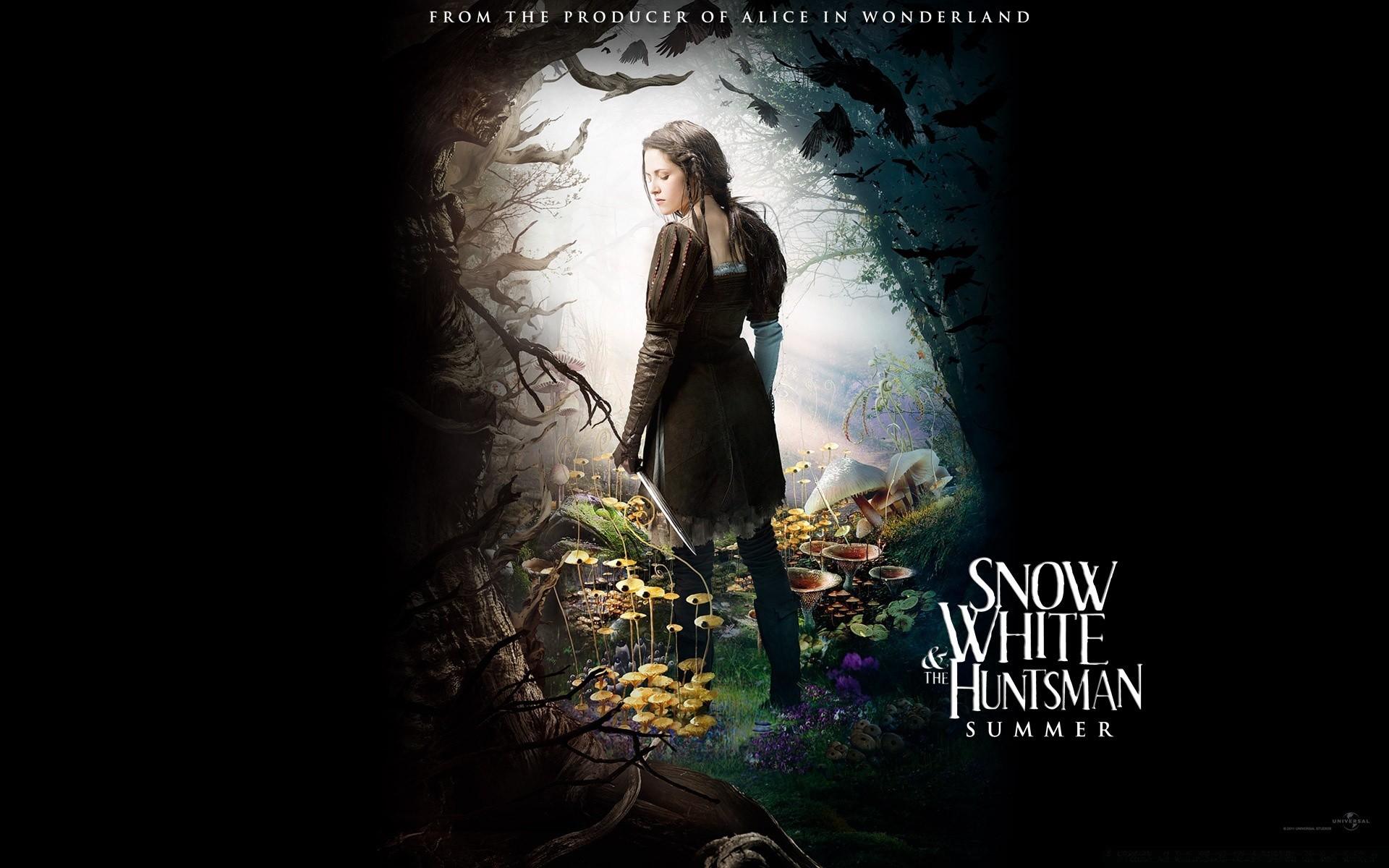 snow white & the huntsman horror woman dark adult outdoors mystery skittish nature scared