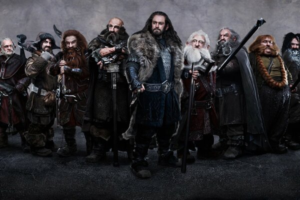A group of warriors in arms with weapons