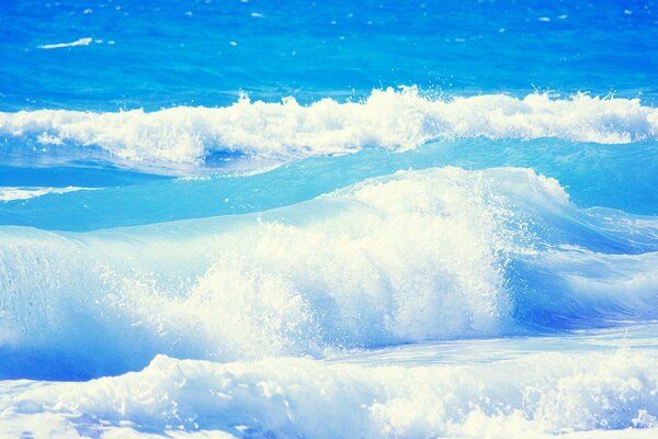 Powerful ocean surf on a clear sunny day