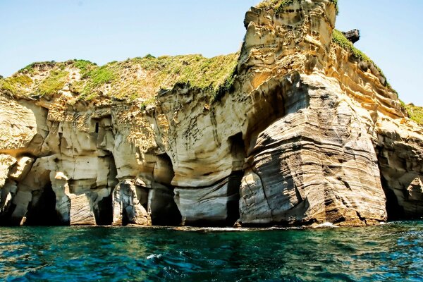Rocks green sea nature