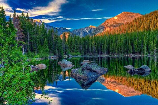 Mountain lake in the daytime