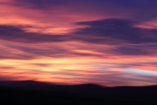 Multicolored evening blue sunset