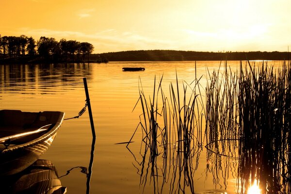 Serene sunset landscape at sunset