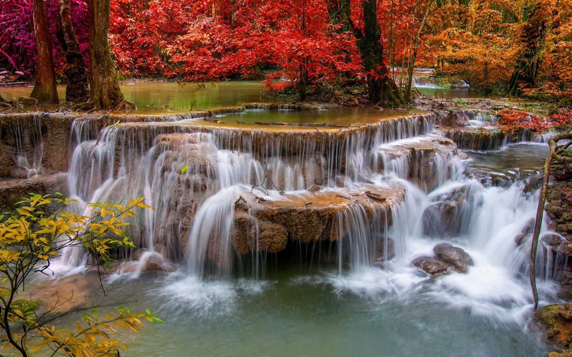 waterfalls fall waterfall water river stream leaf nature cascade flow creek wood rapids outdoors landscape motion slick rock photograph park