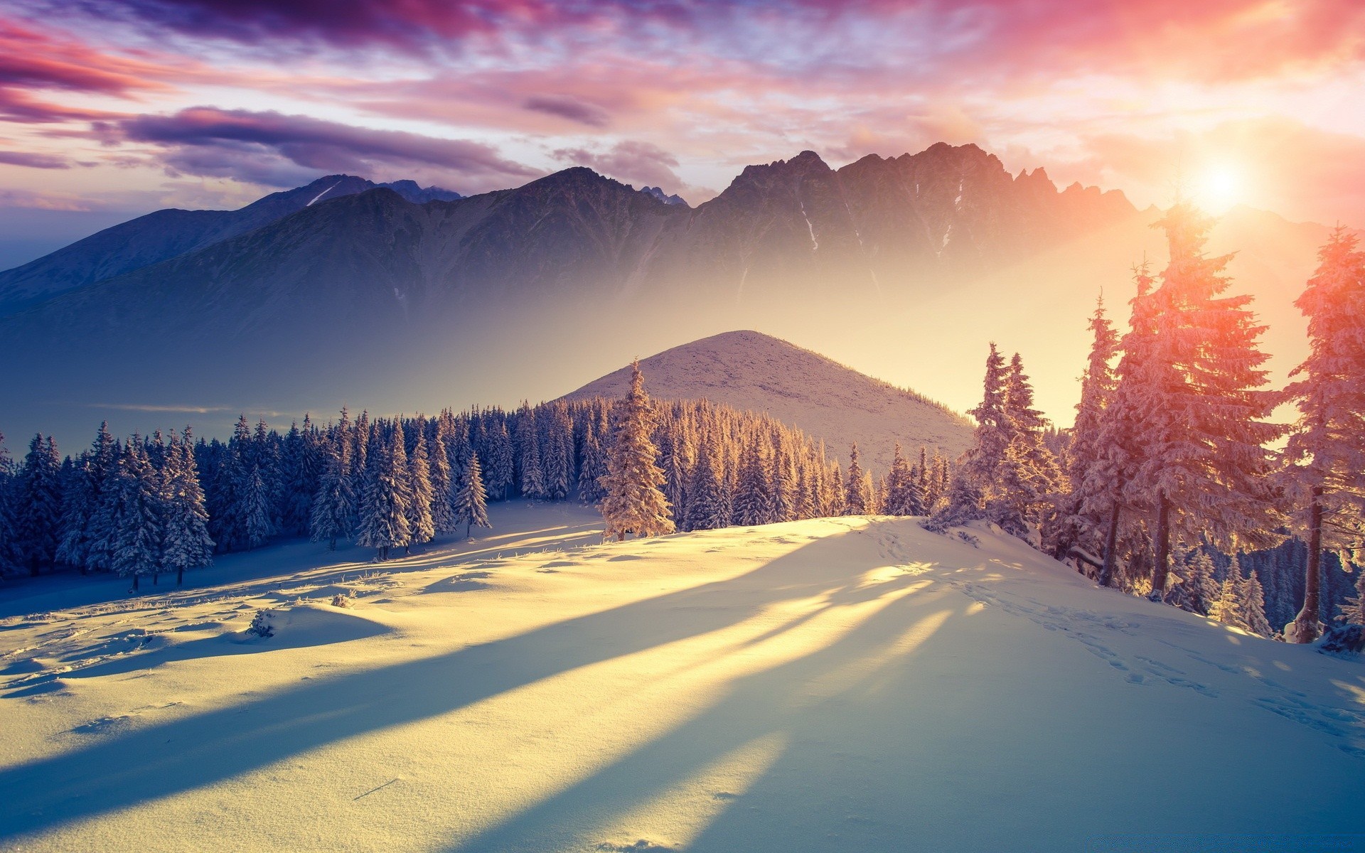 winter snow nature mountain dawn landscape cold outdoors sunset wood travel scenic frost sky ice fair weather