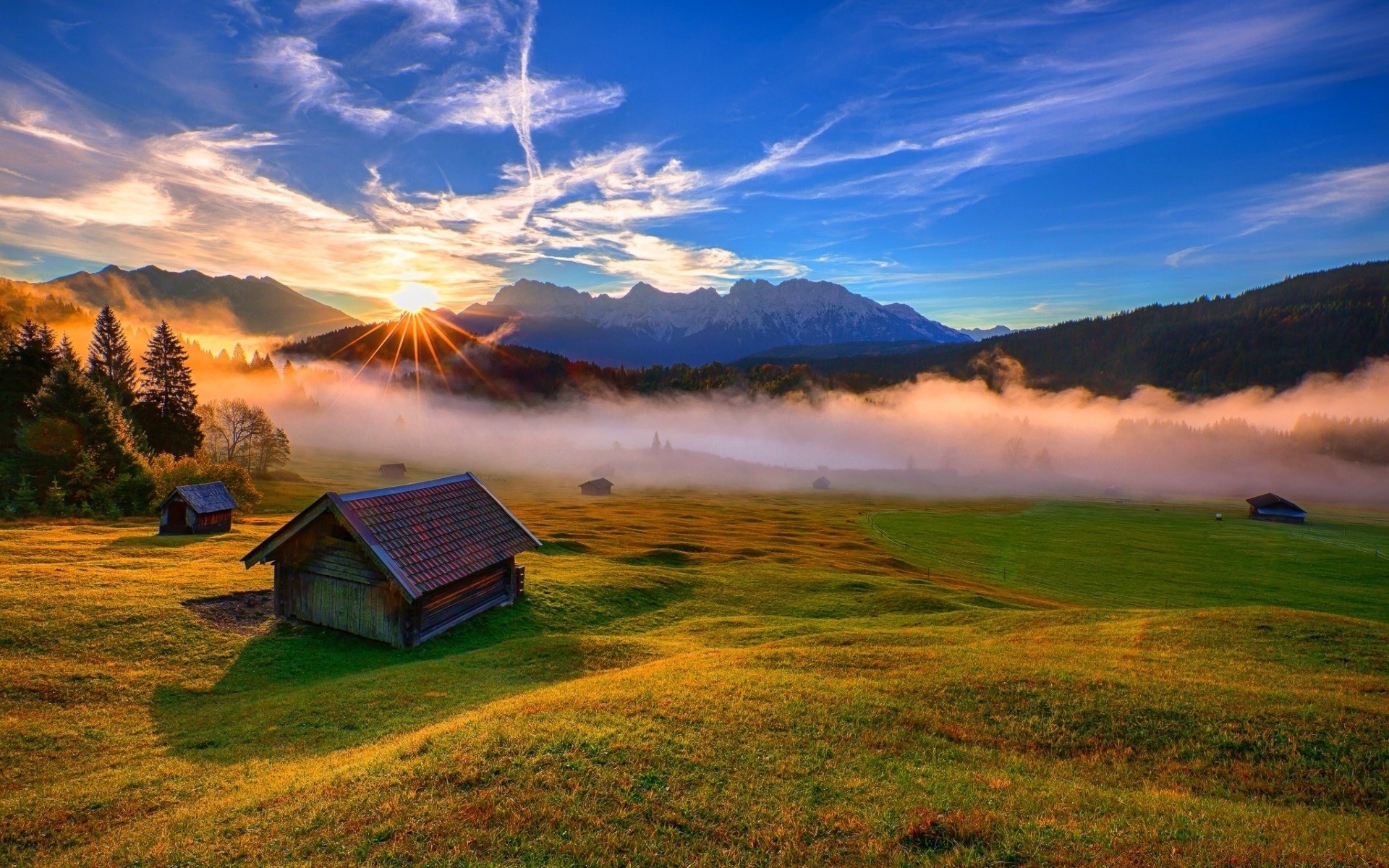 landscapes sunset nature dawn sky outdoors landscape grass mountain travel evening rural summer fair weather sun countryside